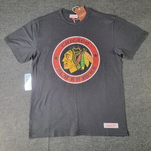 Chicago Blackhawks Men's Mitchell & Ness T Shirt Size Medium Black Hockey New